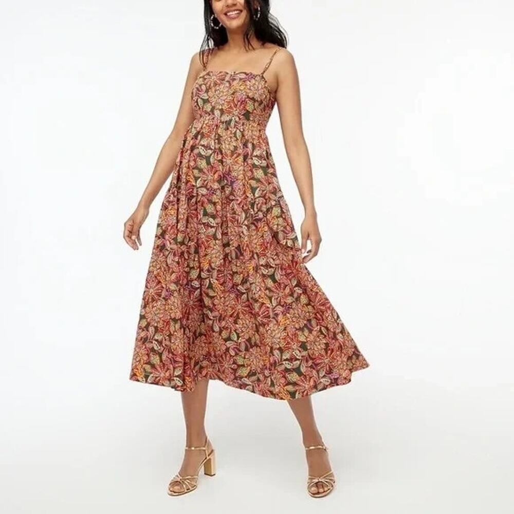 J. Crew Factory Tie-Back Tiered Midi Dress Size 16 Sundress Boho Tiered Floral